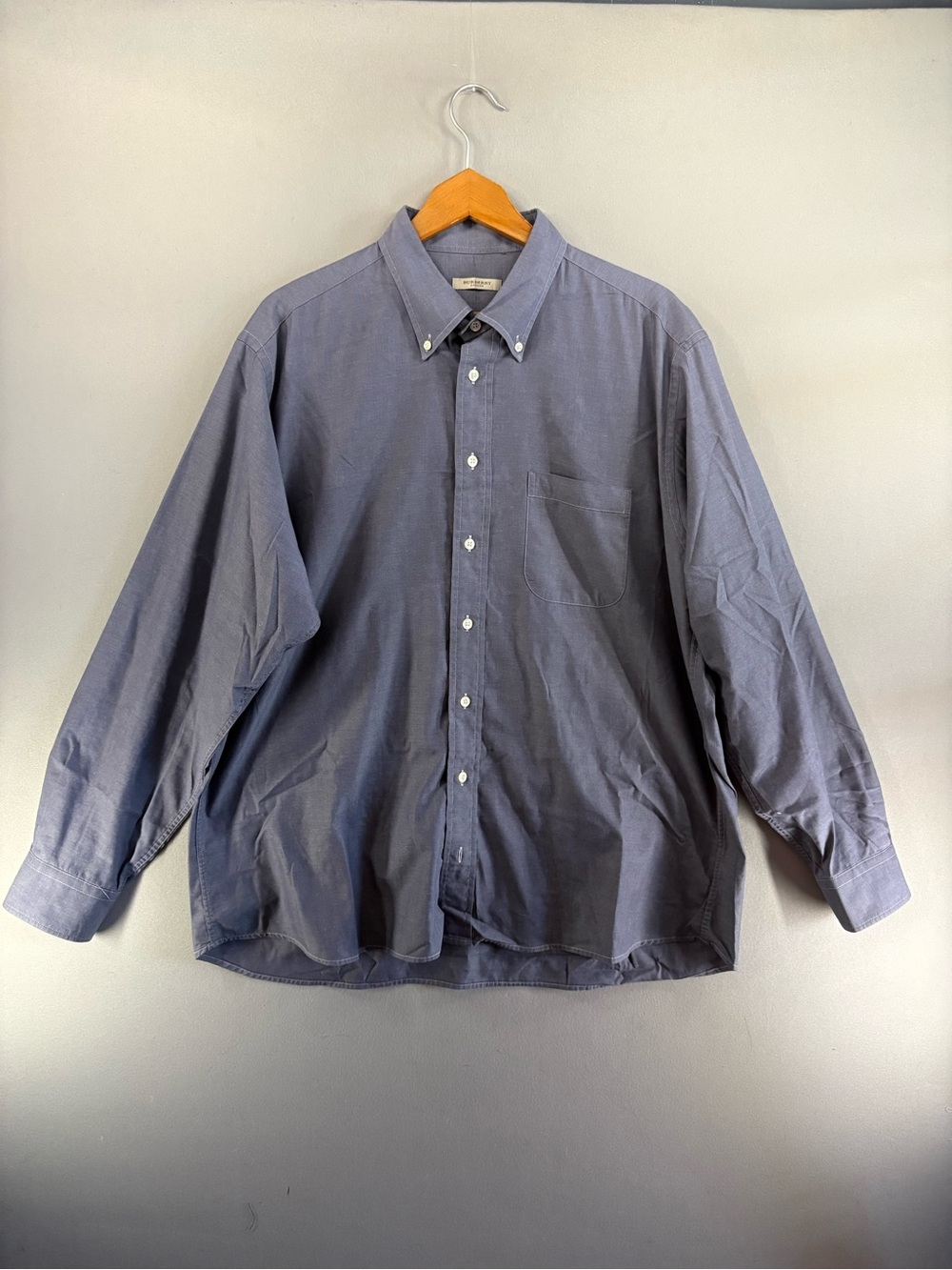 Burberry London Men’s XL Shirt Made in USA 100% Cotton Blue Button Down